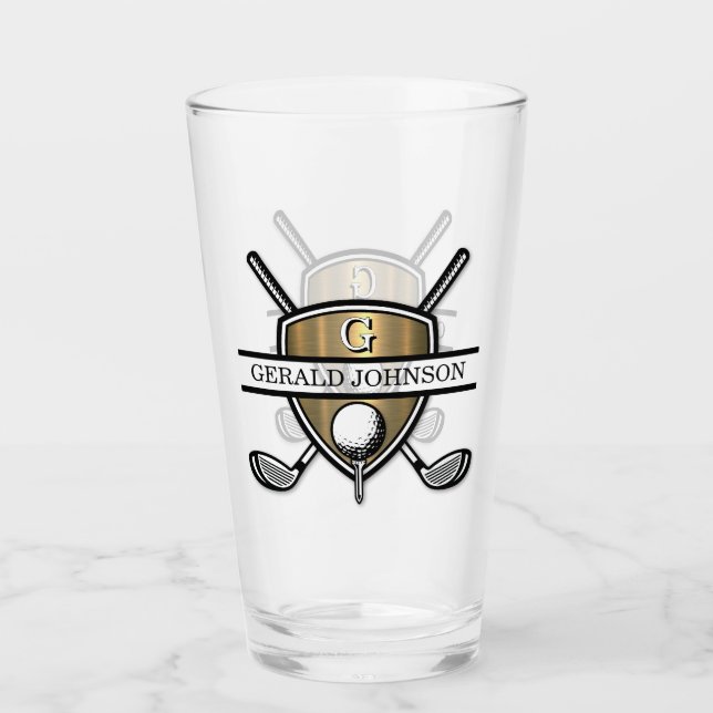 Verre Conception élégante de monogramme de golf personna (Devant)