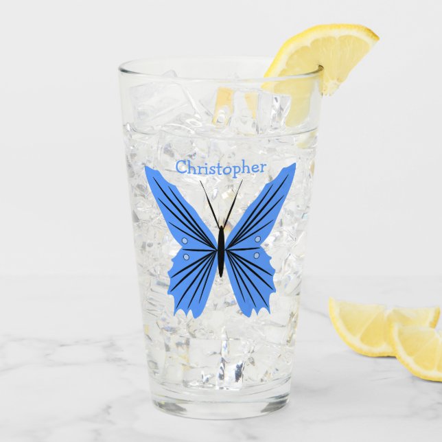Verre Conception Papillon Bleu (Dos glace)
