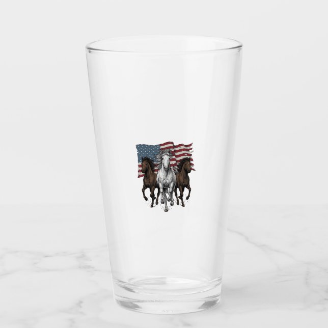 Verre Conception vectorielle de chevaux courant patrioti (Devant)