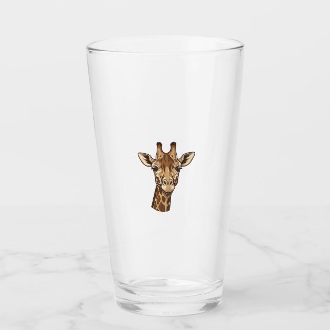 Verre Conception vectorielle de tête de girafe gravée vi (Devant)