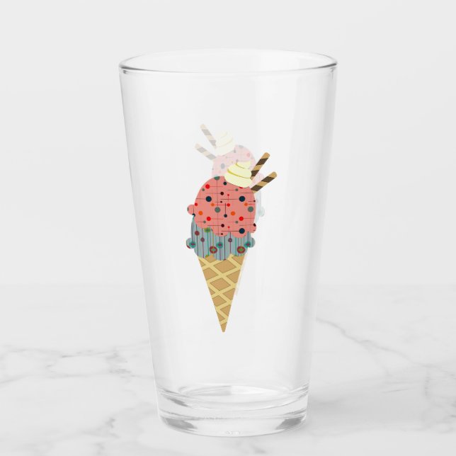 Verre Cône de glace moderne du milieu du siècle (Devant)