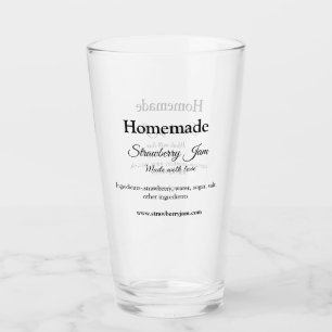 Verre Confiture de fraise maison faite avec amour ajoute