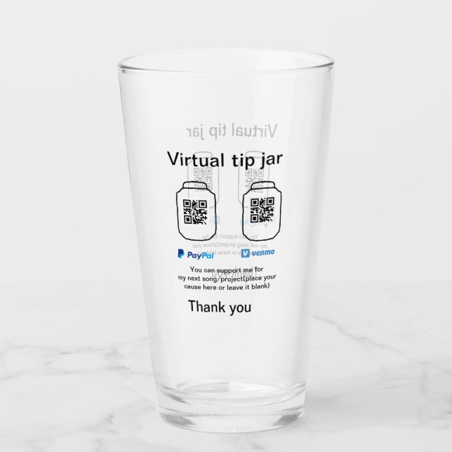 Verre Conseil virtuel jar q r code argent don PayPal ven (Devant)