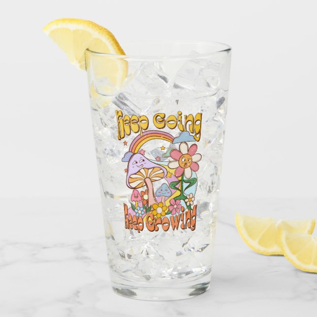 Verre Continuez, Continuez À Croître | Champignons et fl (Devant glace)