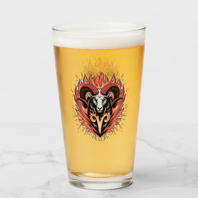 Verre Cool Aries en feu Zodiac Astologie design (Devant (rempli))