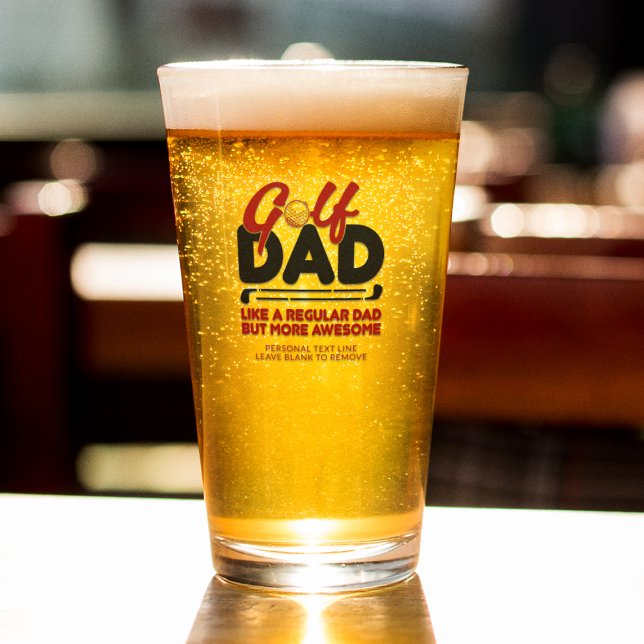 Verre Cool branché "GOLF DAD" pinte de typographie rouge (Créateur téléchargé)