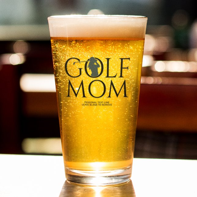 Verre Cool branché "GOLF MOM" Navy Blue Pint (Créateur téléchargé)