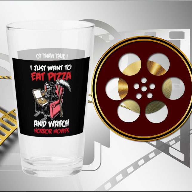 Verre cool horreur films pizza mot art (Créateur téléchargé)