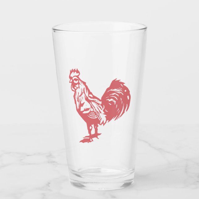 Verre Coq Rouge de Style Presse à Caractères (Devant)