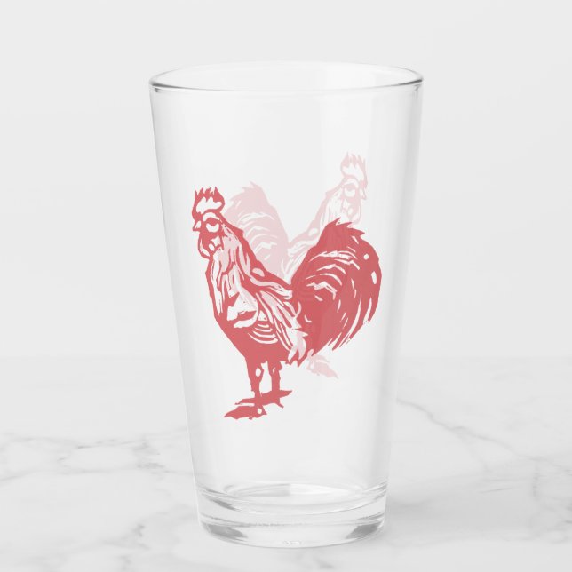 Verre Coq Rouge de style typographie (Devant)