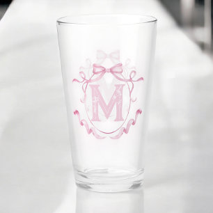 Verre Coquette rose Bow Monogramme personnalisé Barre à