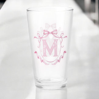 Verre Coquette rose Bow Monogramme personnalisé Barre à 