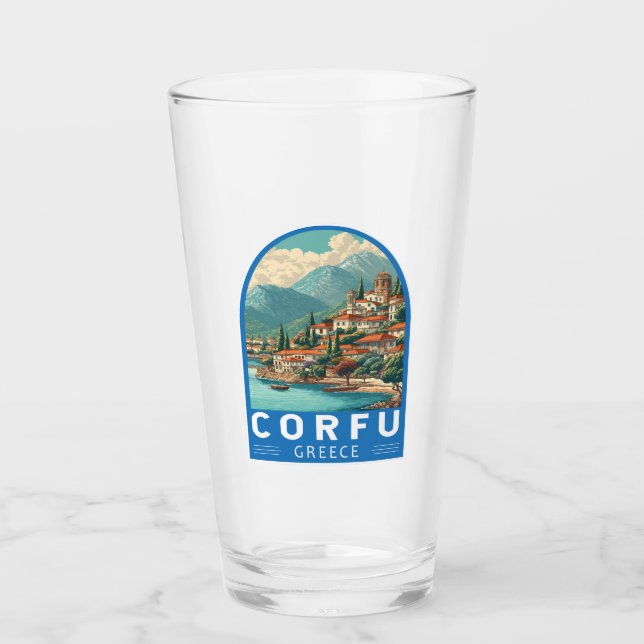 Verre Corfou Grèce Voyage Emblème d'art (Devant)