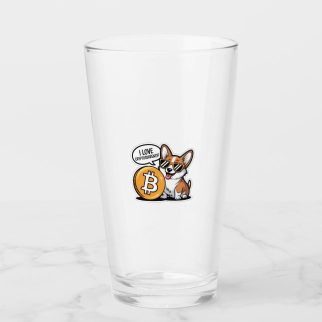 Verre Corgi Cool Aime la Cryptomonnaie (Devant)