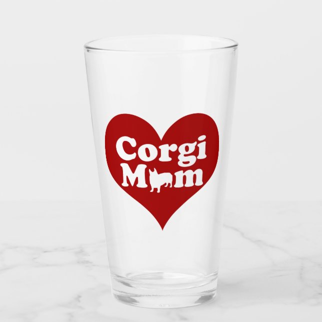 Verre Corgi Maman Mignonne Coeur Rouge (Devant)