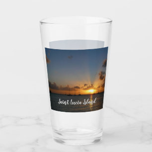 Verre Coucher de soleil avec voiliers Paysage tropical P