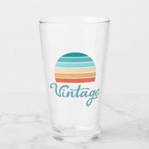 Verre Coucher de soleil rétro+Script Vintage désorganisé