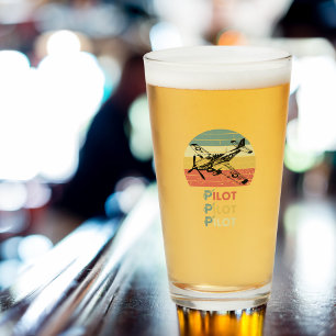 Verre Coucher de soleil rétro vintage, Pilote d'avion, A