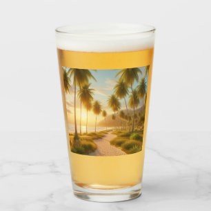 Verre coucher de soleil sur la plage des Caraïbes/tropic