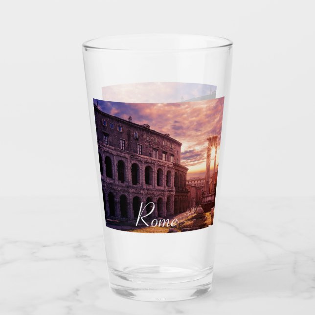 Verre Coucher de soleil sur le Colisée de Rome à Rome (Devant)