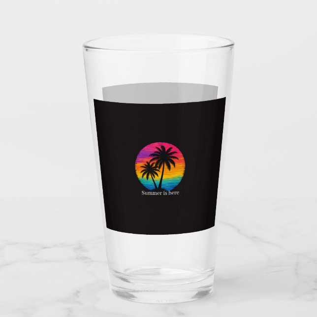 Verre Coucher de soleil tropical Palmiers Design Rétro (Devant)
