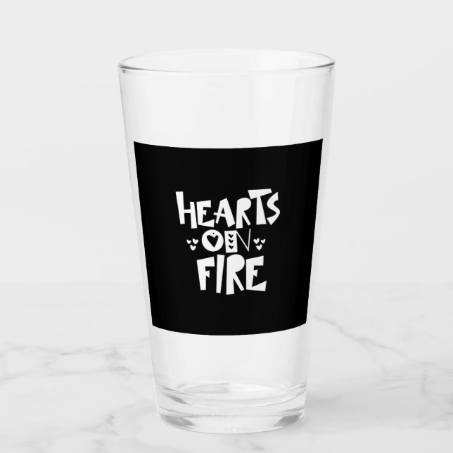 Verre Couple Coeurs D'Art En Feu (Devant)