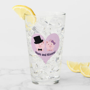 Verre Couples mignons de porc de porcs et de baisers