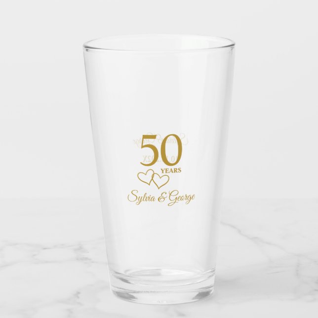 Verre Couples personnalisés Nom Keepsaké Cadeau du 50e a (Dos)