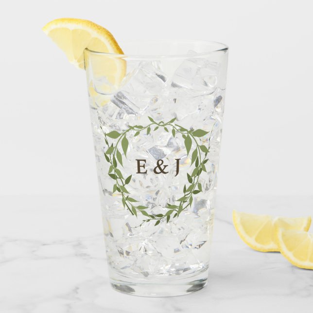 Verre Couronne botanique de mariage tons terreux (Devant glace)
