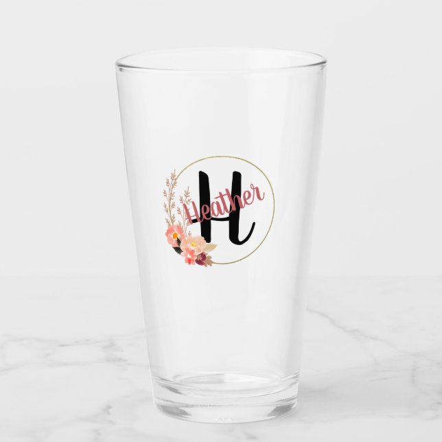 Verre Couronne florale de monogramme (Devant)