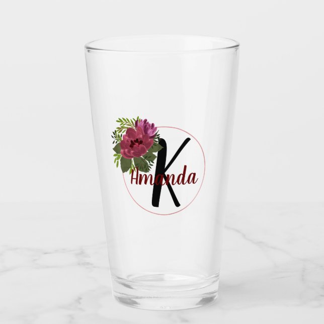 Verre Couronne florale monogramme (Devant)