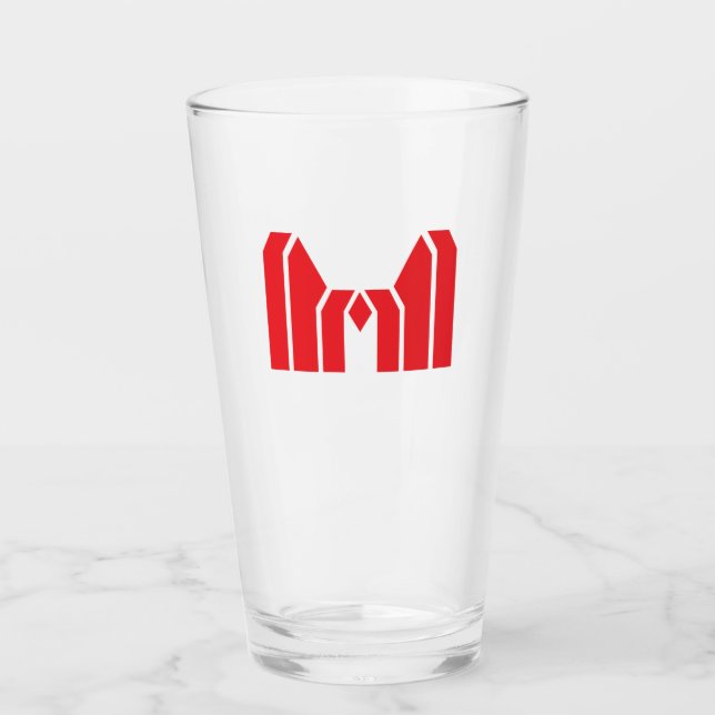 Verre Couronne géométrique rouge Lettre M (Devant)