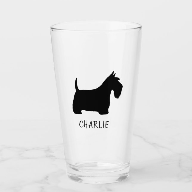 Verre Coutume de chien de Scottie de la silhouette | de (Devant)
