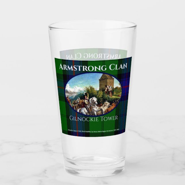 Verre Coutume Scottish Armstrong Clan Gilnockie Peinture (Devant)