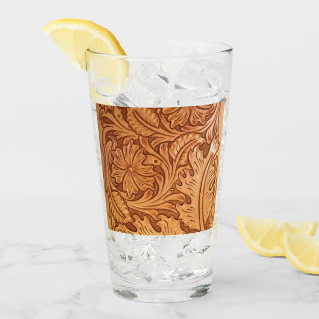 Verre Cow-boy brun rustique en cuir occidental (Devant glace)