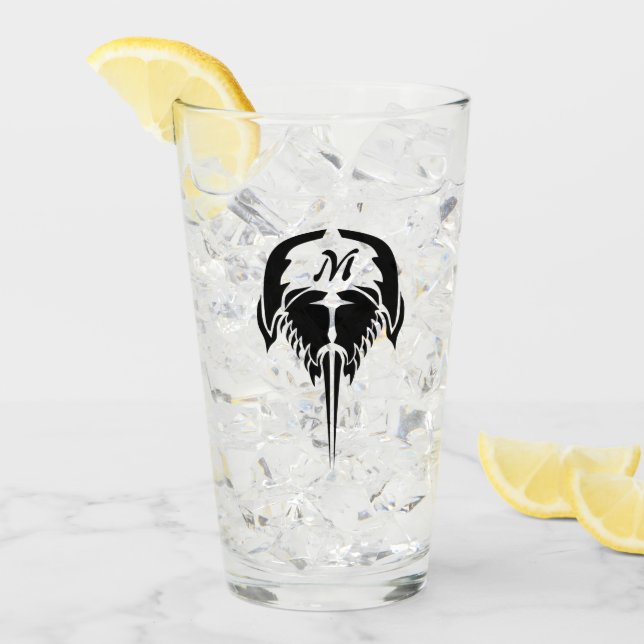 Verre Crabe à fer à cheval dans le style tatouage tribal (Devant glace)