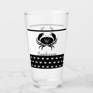 Verre Crabe marine Monogramme noir et blanc