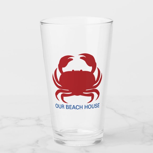 Verre Crabe rouge Personnaliser Nom Modern Beach Party (Devant)