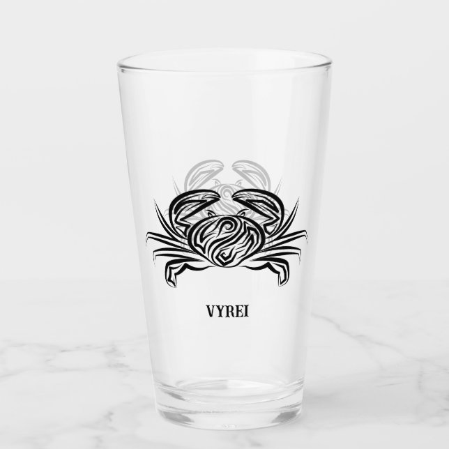 Verre Crabe tribal noir et blanc (Devant)