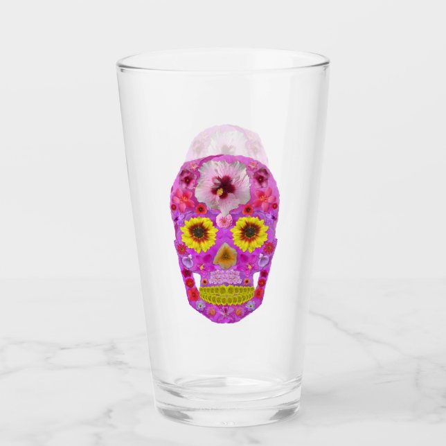 Verre Crâne à fleurs 7 (Devant)