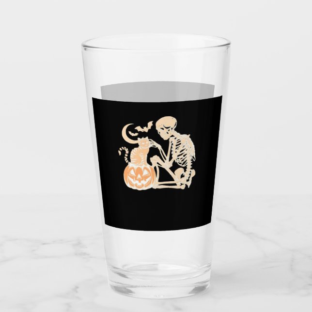 Verre Crâne de chat squelette chaton Design d'Halloween  (Devant)