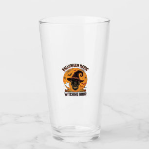 Verre Crâne Effrayant Lune Chapeau de Sorcière Vintage H