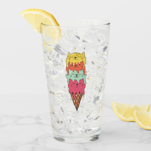 Verre Crème glacée de chats mignonne | Kawaii Kittens (Devant glace)