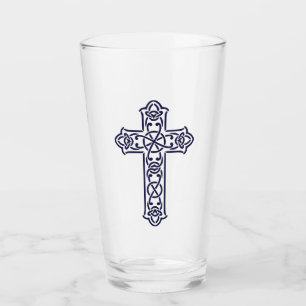 Verre Croix celtique bleue