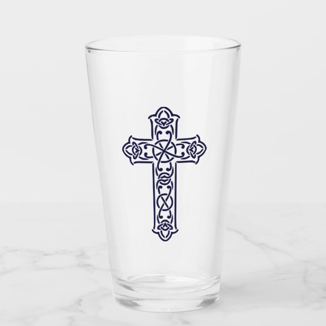 Verre Croix celtique bleue (Devant)