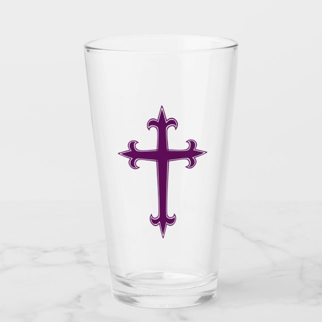 Verre Croix violette Art dévotionnel pour le Carême et l (Devant)