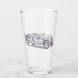 Verre croquis au crayon de vieux camion de pompiers dess