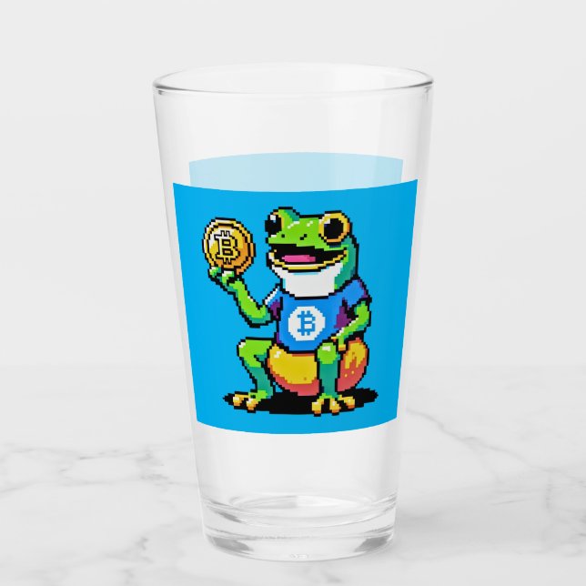 Verre Crypto Frog - Drôle Pixel Art Devise numérique (Devant)