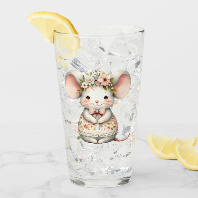 Verre Cuisine Florale Souris Couronne Fleur (Devant glace)