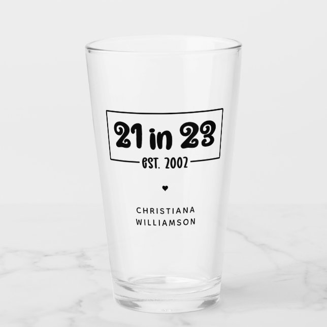 Verre Custom 21st Birthday Cadeau 21 en 23 Est 2002 (Devant)